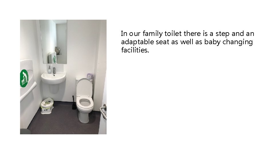 In our family toilet there is a step and an adaptable seat as well