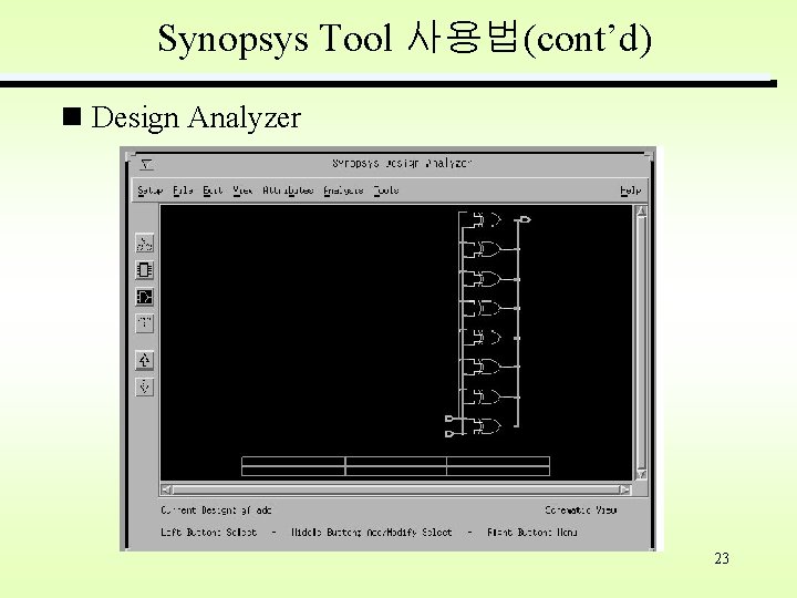 Synopsys Tool 사용법(cont’d) Design Analyzer 23 