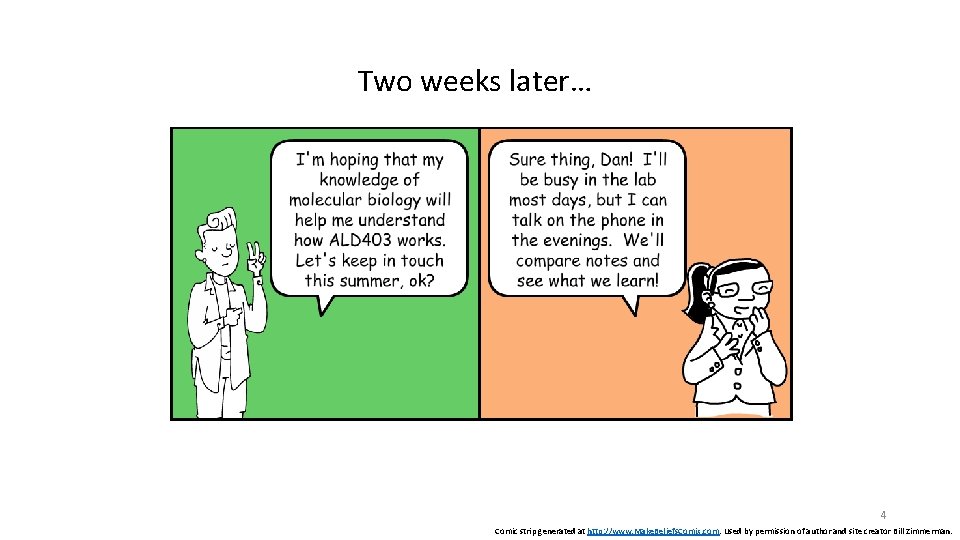 Two weeks later… 4 Comic strip generated at http: //www. Make. Beliefs. Comix. com.