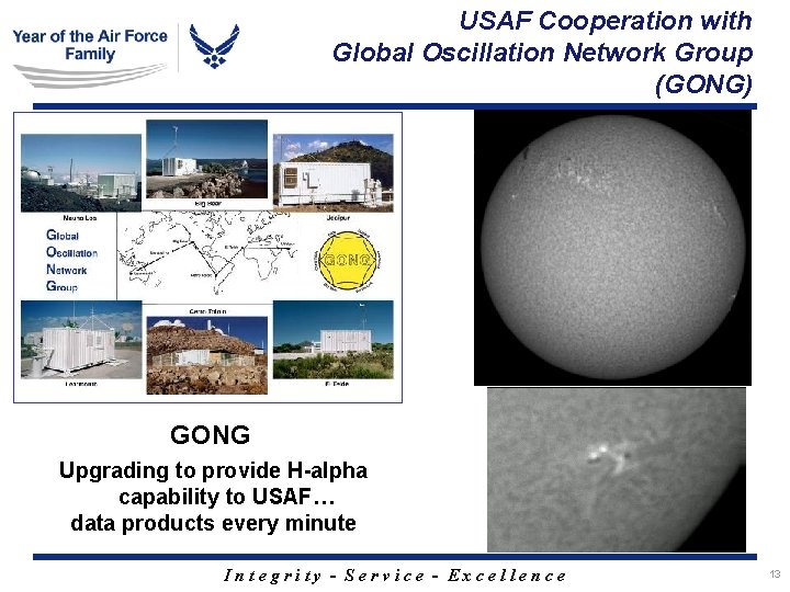 USAF Cooperation with Global Oscillation Network Group (GONG) GONG Upgrading to provide H-alpha capability