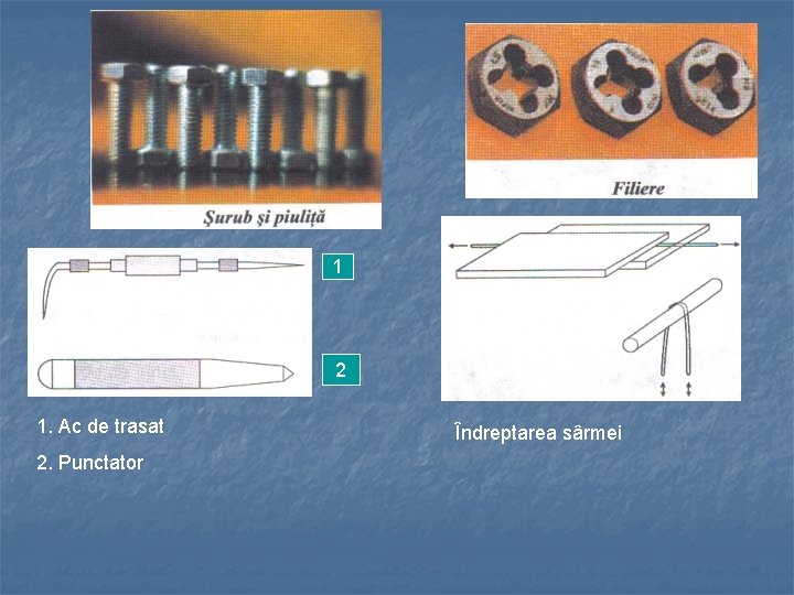 1 2 1. Ac de trasat 2. Punctator Îndreptarea sârmei 