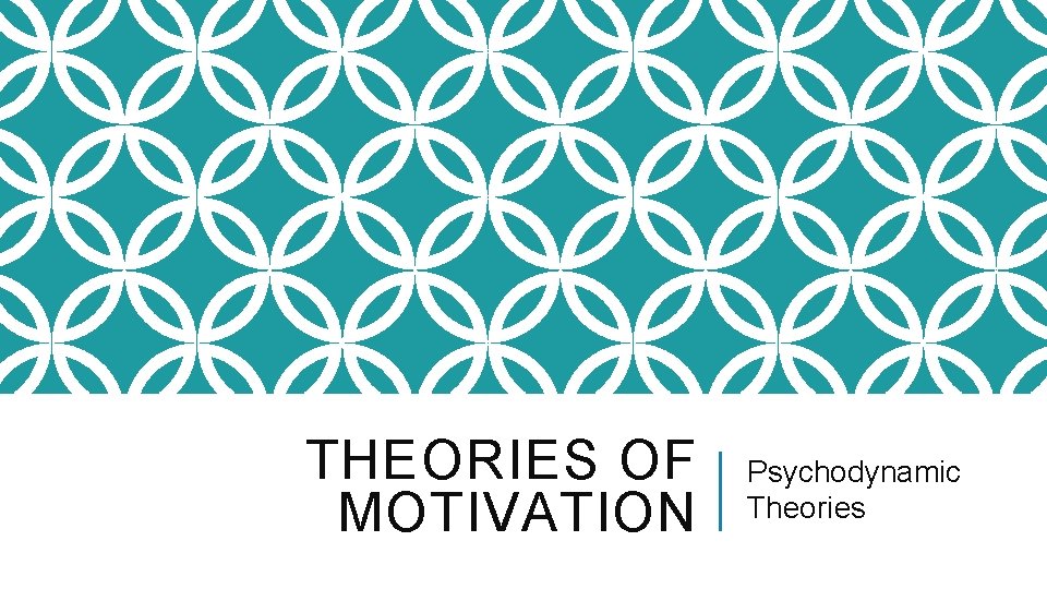 THEORIES OF MOTIVATION Psychodynamic Theories 