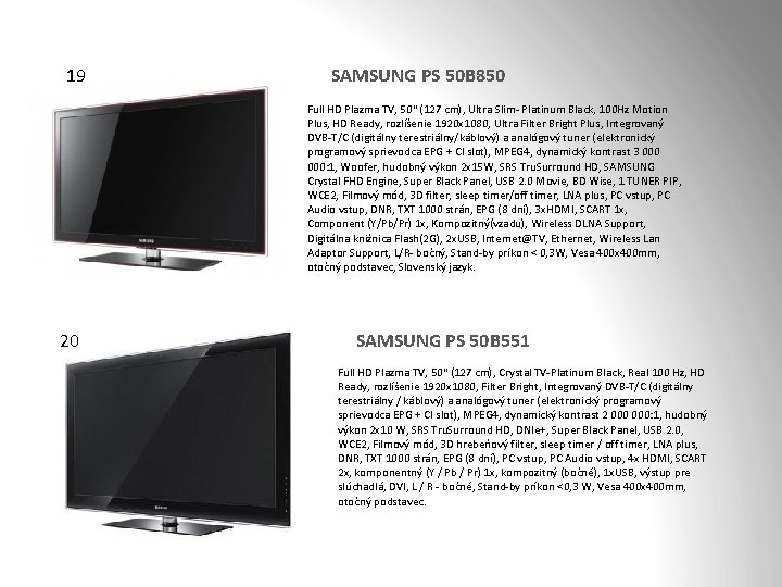 19 SAMSUNG PS 50 B 850 Full HD Plazma TV, 50" (127 cm), Ultra