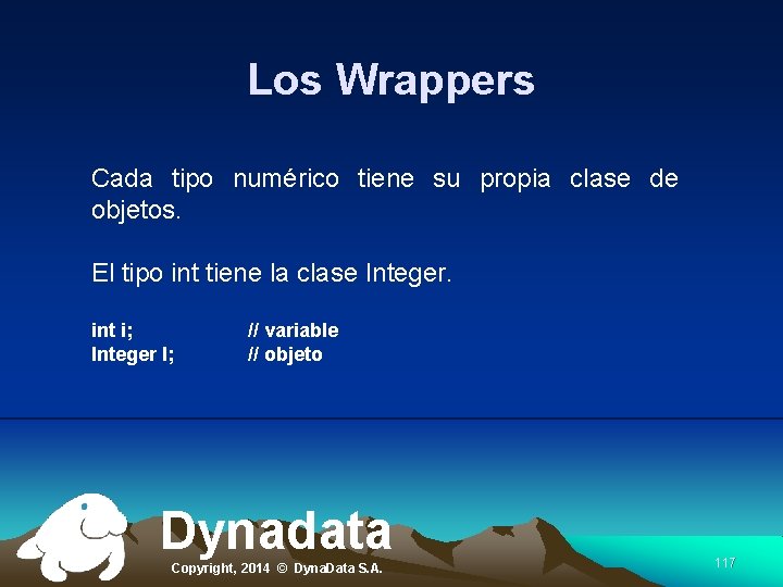Los Wrappers Cada tipo numérico tiene su propia clase de objetos. El tipo int