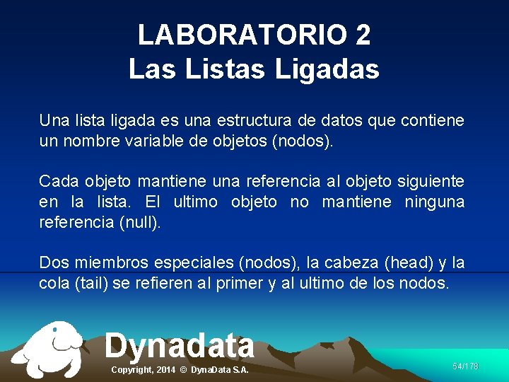 LABORATORIO 2 Las Listas Ligadas Una lista ligada es una estructura de datos que