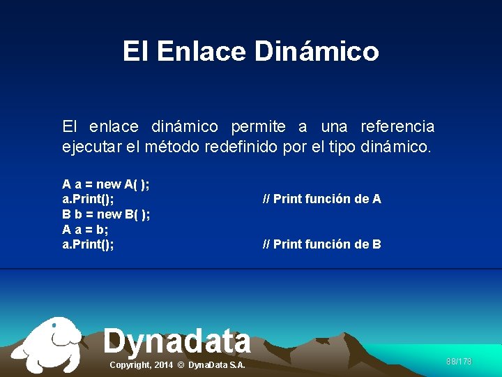 El Enlace Dinámico El enlace dinámico permite a una referencia ejecutar el método redefinido