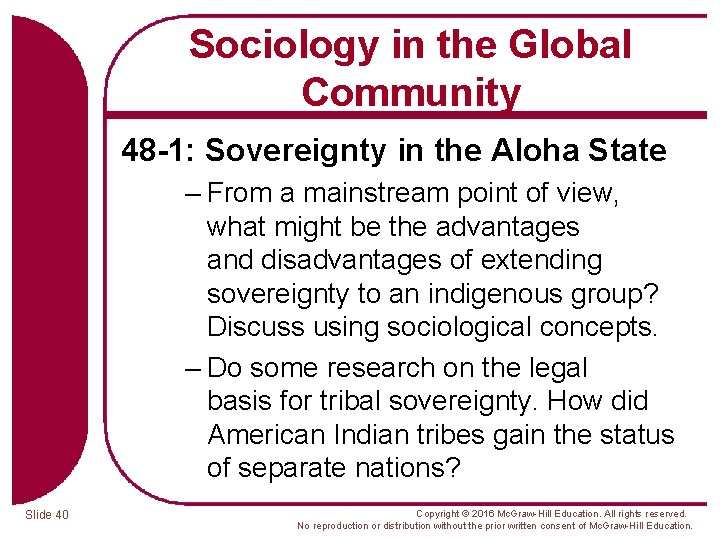 Sociology in the Global Community 48 -1: Sovereignty in the Aloha State – From