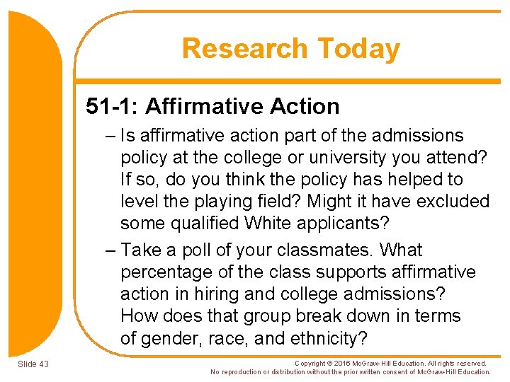 Research Today 51 -1: Affirmative Action – Is affirmative action part of the admissions