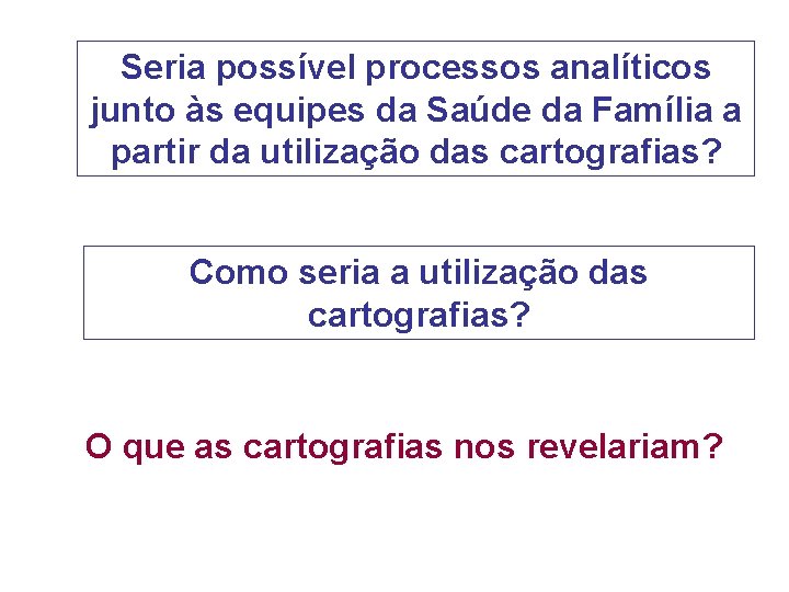 Seria possível processos analíticos junto às equipes da Saúde da Família a partir da Seria possível processos analíticos junto às equipes da Saúde da Família a partir da