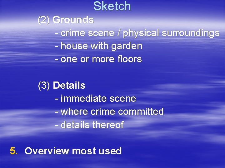 Sketch (2) Grounds - crime scene / physical surroundings - house with garden -