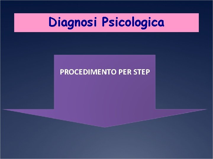 Diagnosi Psicologica PROCEDIMENTO PER STEP 