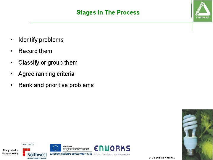 Stages In The Process • Identify problems • Record them • Classify or group Stages In The Process • Identify problems • Record them • Classify or group