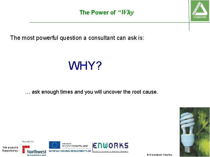 The Power of “Why The most powerful question a consultant can ask is: WHY?