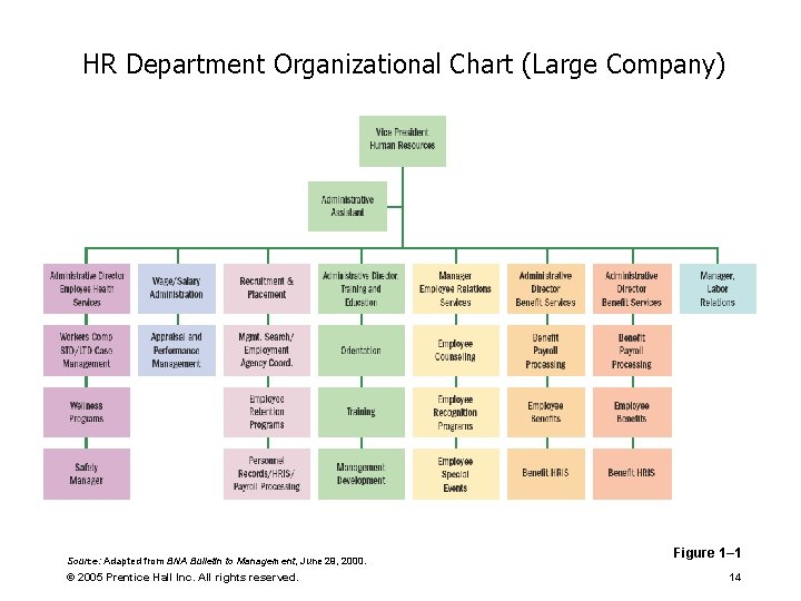 HR Department Organizational Chart (Large Company) Source: Adapted from BNA Bulletin to Management, June