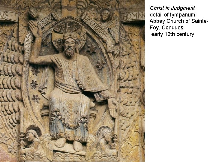 Christ in Judgment detail of tympanum Abbey Church of Sainte. Foy, Conques early 12