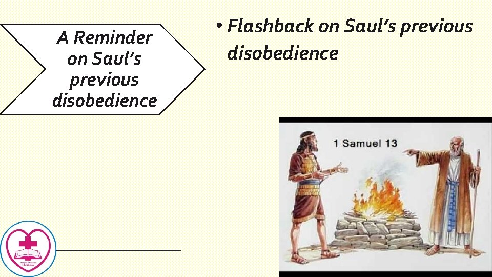 A Reminder on Saul’s previous disobedience • Flashback on Saul’s previous disobedience 