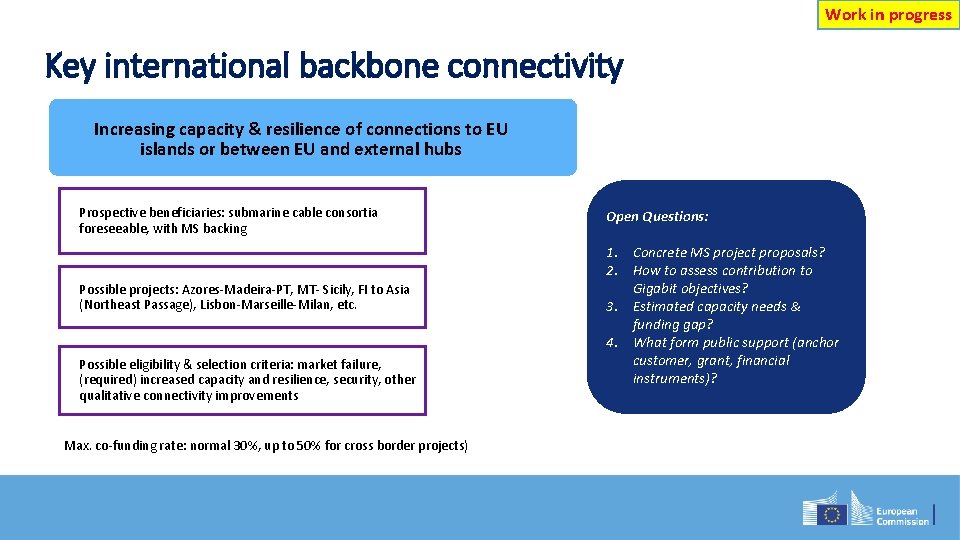 Work in progress Key international backbone connectivity Increasing capacity & resilience of connections to