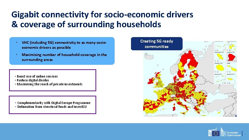 Gigabit connectivity for socio-economic drivers & coverage of surrounding households • VHC (including 5