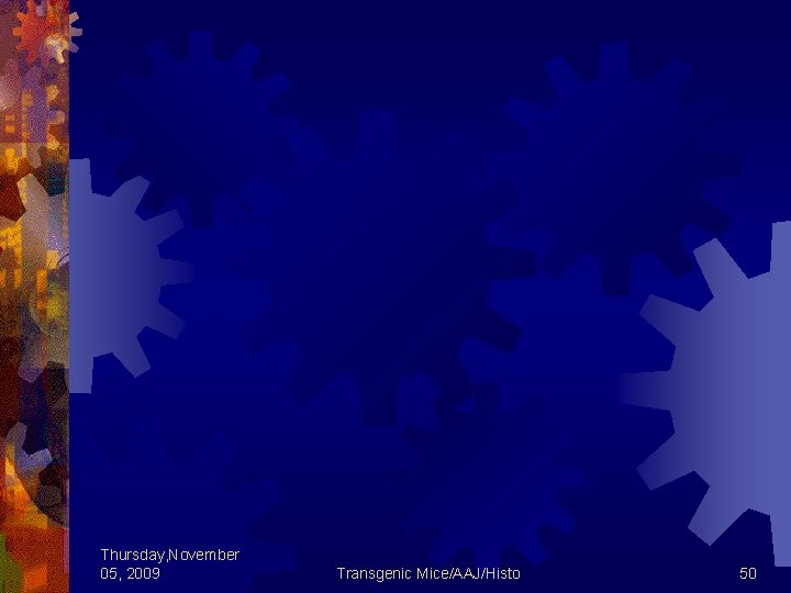 Thursday, November 05, 2009 Transgenic Mice/AAJ/Histo 50 