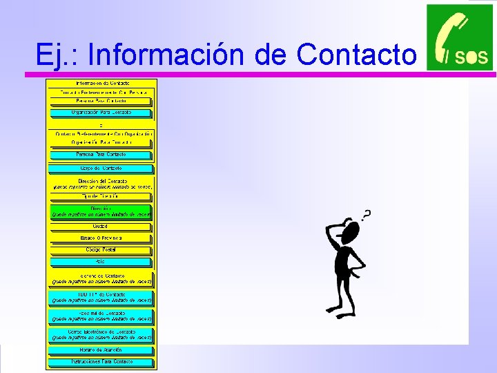 Ej. : Información de Contacto 