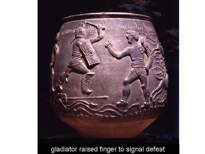 gladiator raised finger to signal defeat 