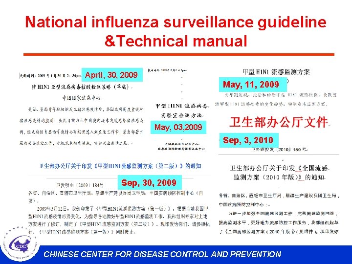 National influenza surveillance guideline &Technical manual April, 30, 2009 May, 11, 2009 May, 03,