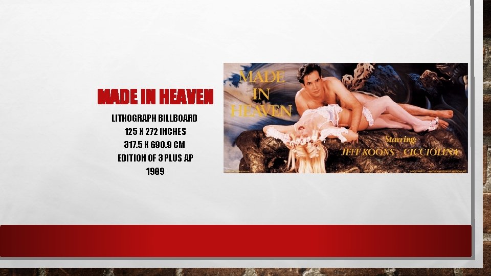 MADE IN HEAVEN LITHOGRAPH BILLBOARD 125 X 272 INCHES 317. 5 X 690. 9