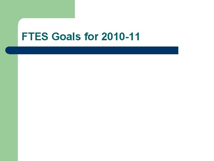 FTES Goals for 2010 -11 