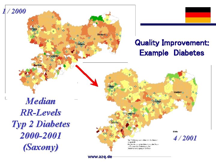 1 / 2000 Quality Improvement: Example Diabetes Median RR-Levels Typ 2 Diabetes 2000 -2001