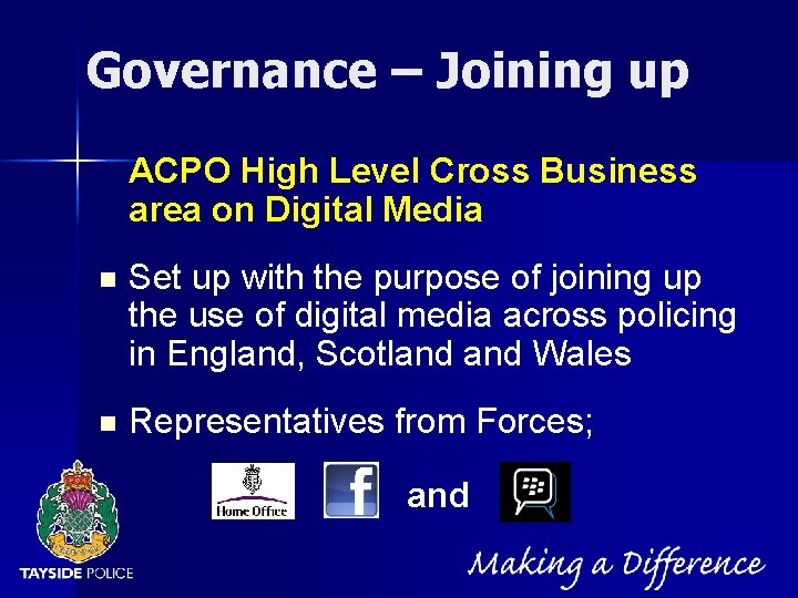 NOT PROTECTIVELY MARKED Governance – Joining up ACPO High Level Cross Business area on