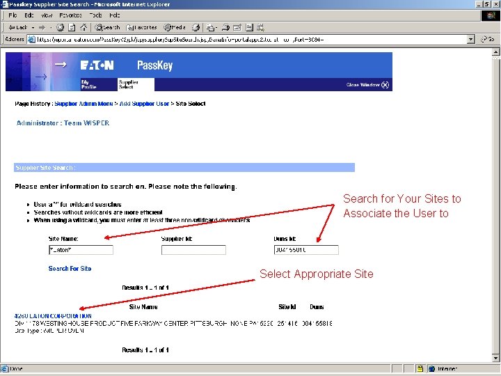 Search for Your Sites to Associate the User to Select Appropriate Site © 2015