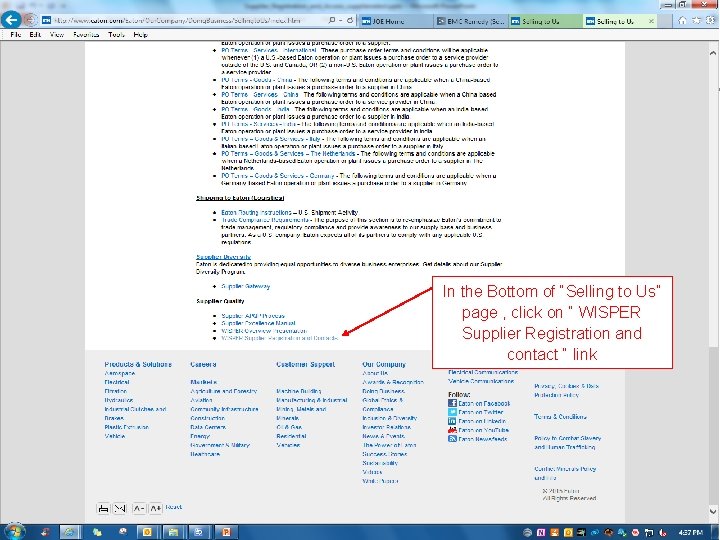 In the Bottom of “Selling to Us” page , click on “ WISPER Supplier