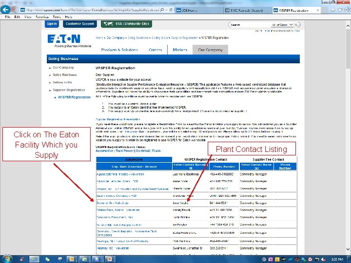 Click on The Eaton Facility Which you Supply Plant Contact Listing © 2015 Eaton.