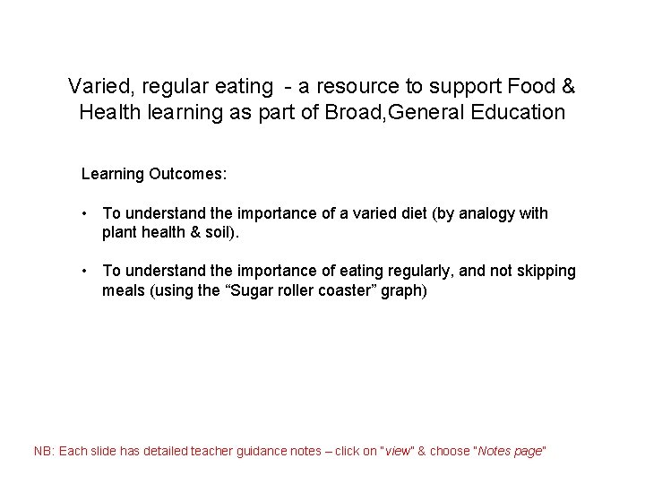 Varied, regular eating - a resource to support Food & Health learning as part