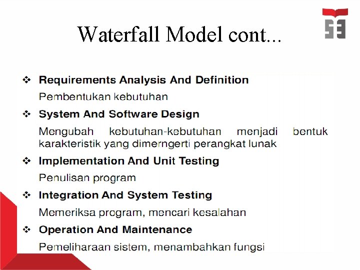 Waterfall Model cont. . . 