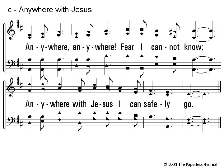 c - Anywhere with Jesus Anywhere, anywhere! Fear I cannot know; Anywhere with Jesus