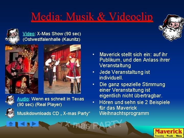 Media: Musik & Videoclip Video: X-Mas Show (90 sec) (Ostwestfalenhalle (Kaunitz) • Maverick stellt