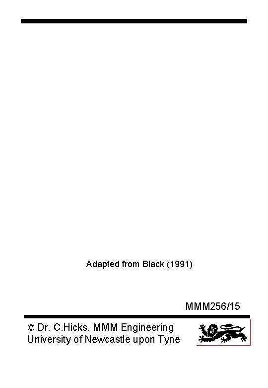 Adapted from Black (1991) MMM 256/15 © Dr. C. Hicks, MMM Engineering University of