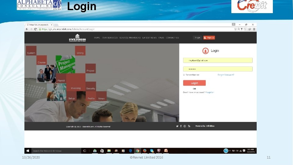 Login 10/26/2020 ©Revnet Limited 2016 11 Login 10/26/2020 ©Revnet Limited 2016 11