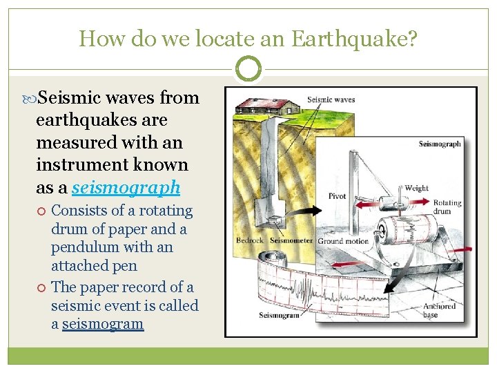 How do we locate an Earthquake? Seismic waves from earthquakes are measured with an