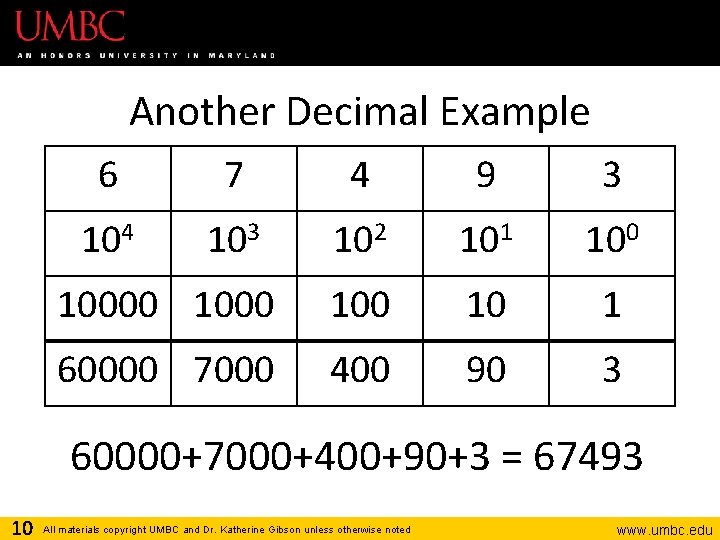 Another Decimal Example 6 7 4 9 3 104 103 102 101 10000 100