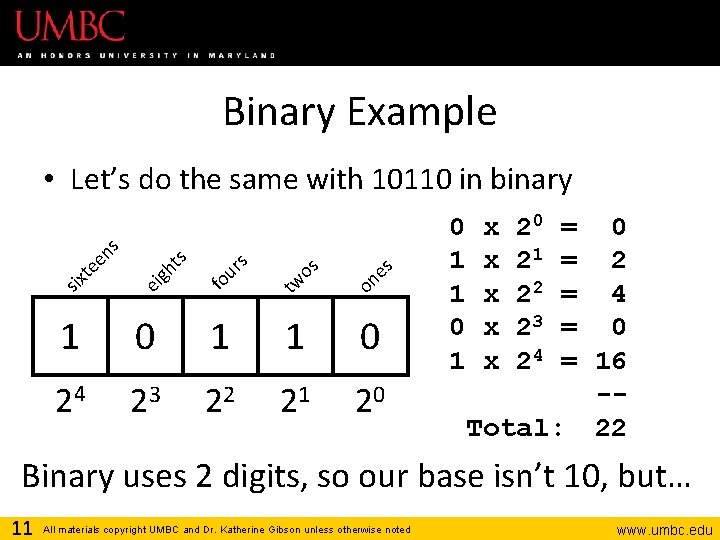 Binary Example on es tw os s fo ur ts ei gh six te