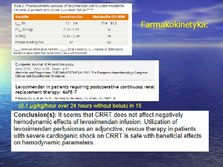 Farmakokinetyka: (0. 1 μg/kg/hour over 24 hours without bolus) in 15 