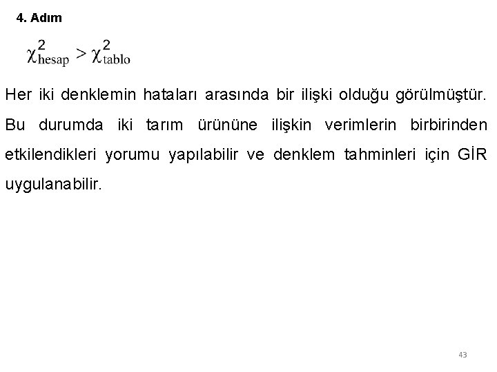 4. Adım Her iki denklemin hataları arasında bir ilişki olduğu görülmüştür. Bu durumda iki