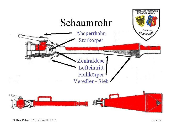 Schaumrohr Absperrhahn Störkörper Zentraldüse Lufteintritt Prallkörper Veredler - Sieb © Uwe Paland LZ Eilendorf