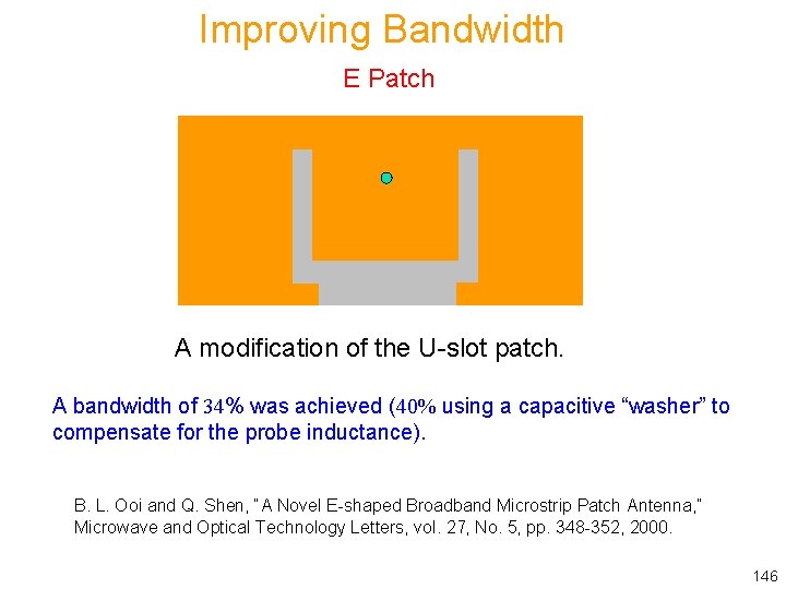 Improving Bandwidth E Patch A modification of the U-slot patch. A bandwidth of 34%
