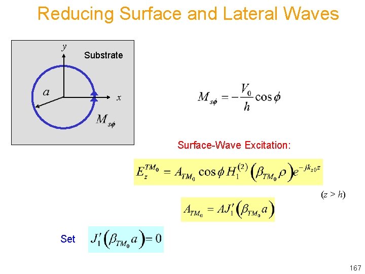 Reducing Surface and Lateral Waves y a Substrate x Surface-Wave Excitation: (z > h)
