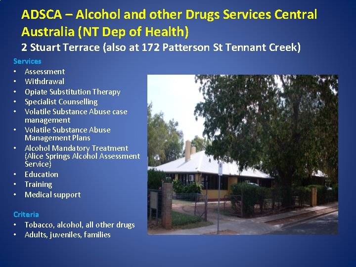 ADSCA – Alcohol and other Drugs Services Central Australia (NT Dep of Health) 2