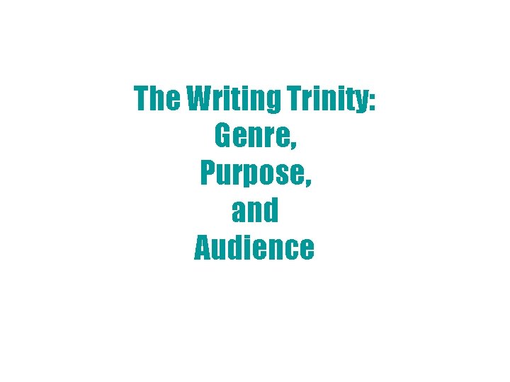 The Writing Trinity: Genre, Purpose, and Audience 