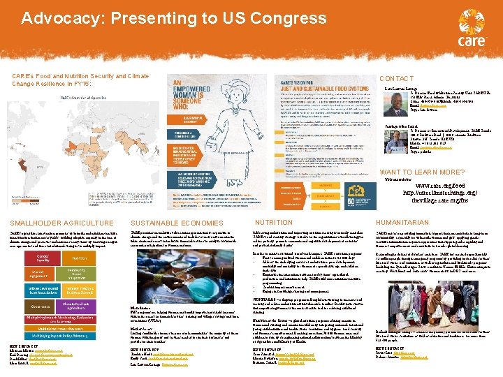 Advocacy: Presenting to US Congress CARE’s Food and Nutrition Security and Climate Change Resilience